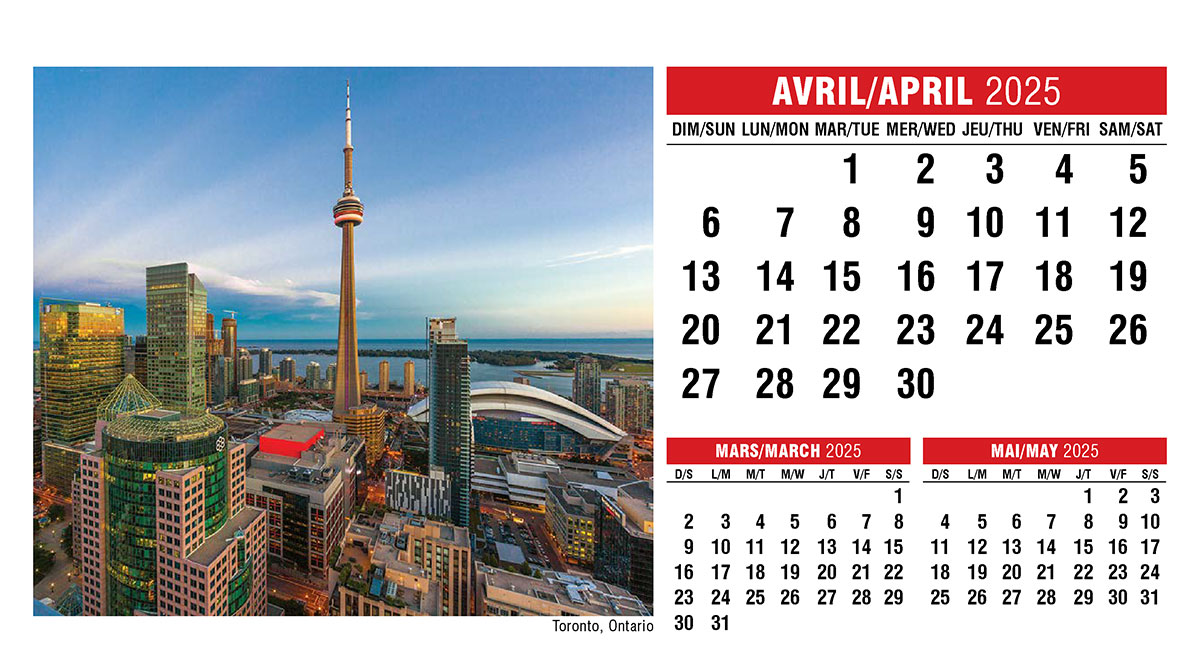 Galleria Canadian Scenes( ENG/Fr) Promotional Desk Calendar- 2025