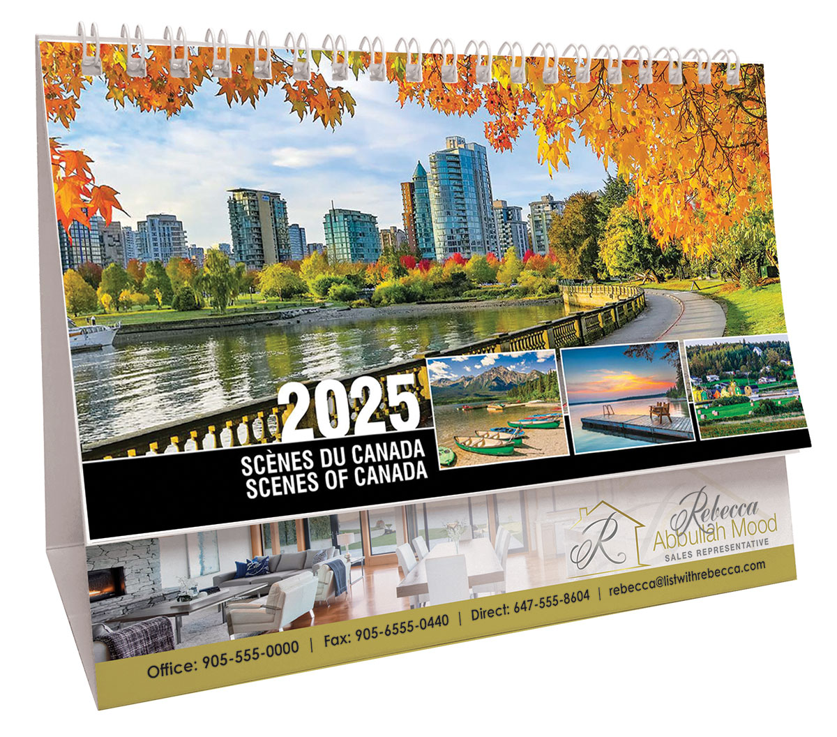 Canadian Scenes (English/French) Promotional Desk Calendar Desk Tent Calendar