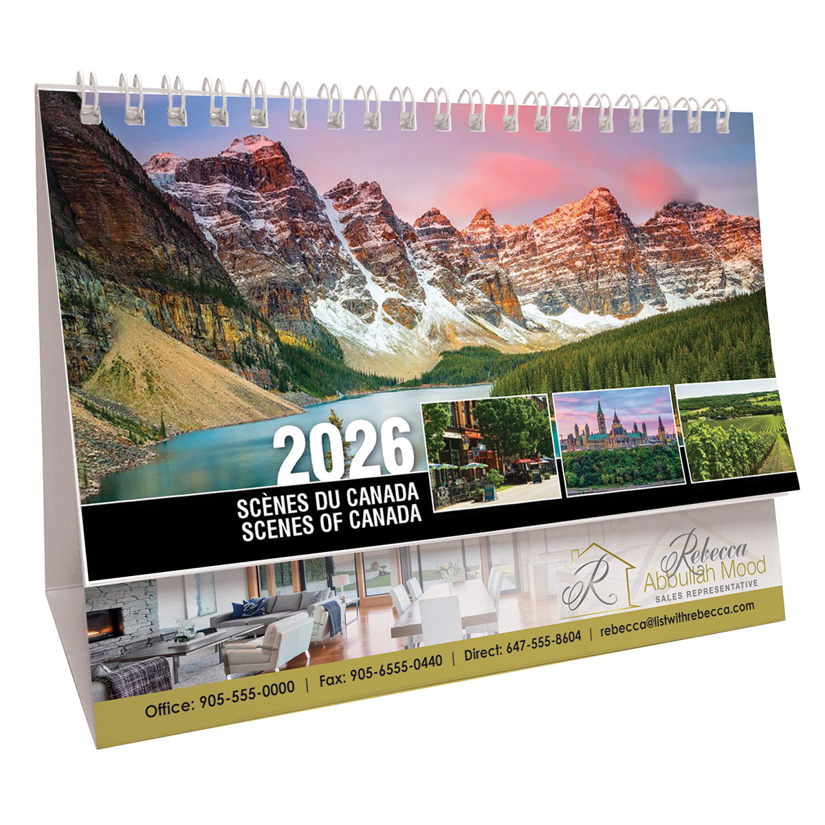 Canadian Scenes (English/French) Promotional Desk Calendar Desk Tent Calendar
