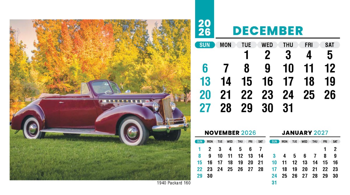 Galleria Classic Cars Promotional Desk Calendar- 2027