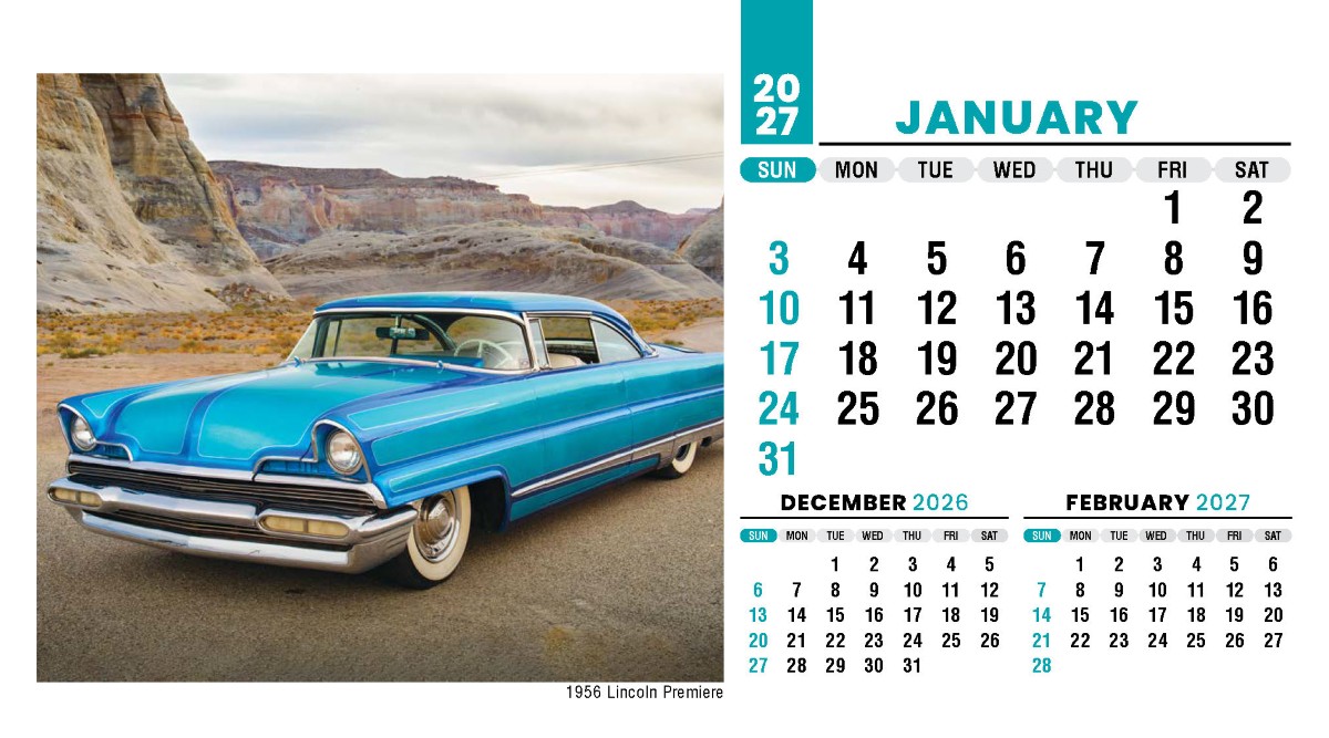 Galleria Classic Cars Promotional Desk Calendar- 2027