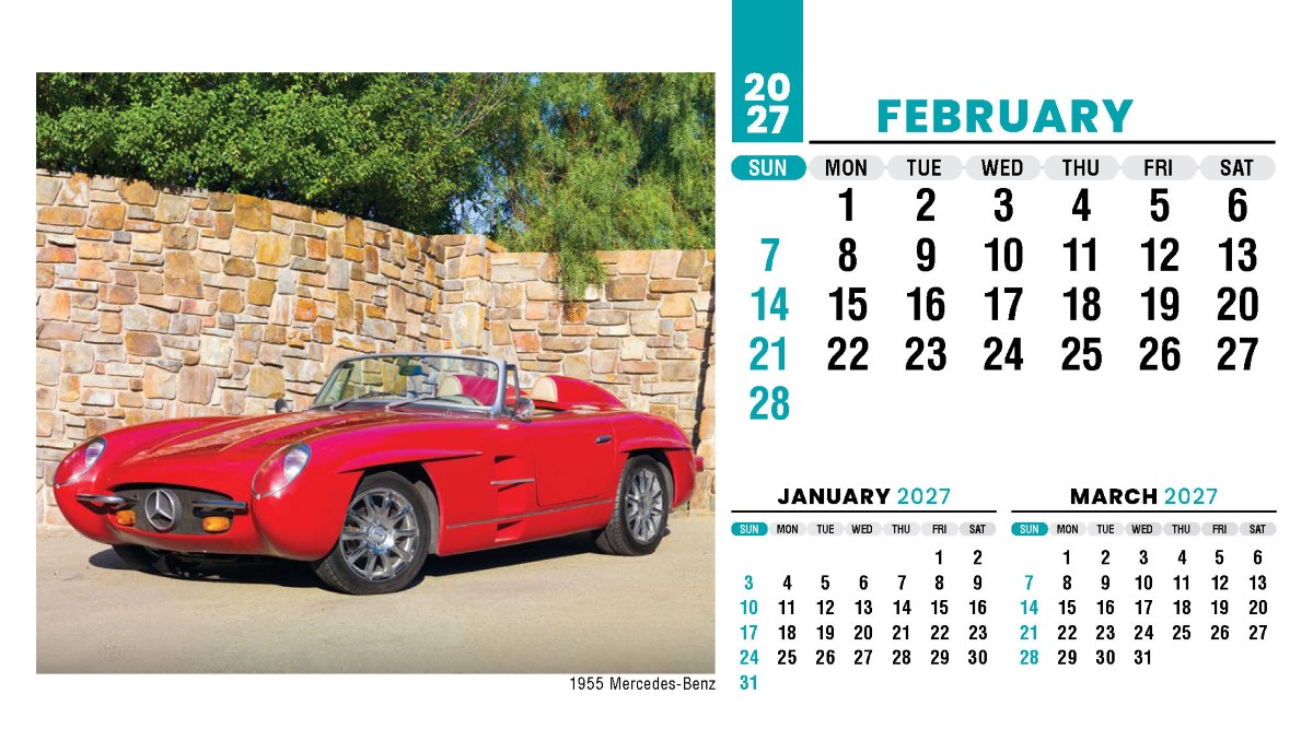Galleria Classic Cars Promotional Desk Calendar- 2027