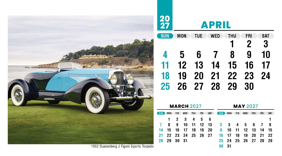Galleria Classic Cars Promotional Desk Calendar- 2027
