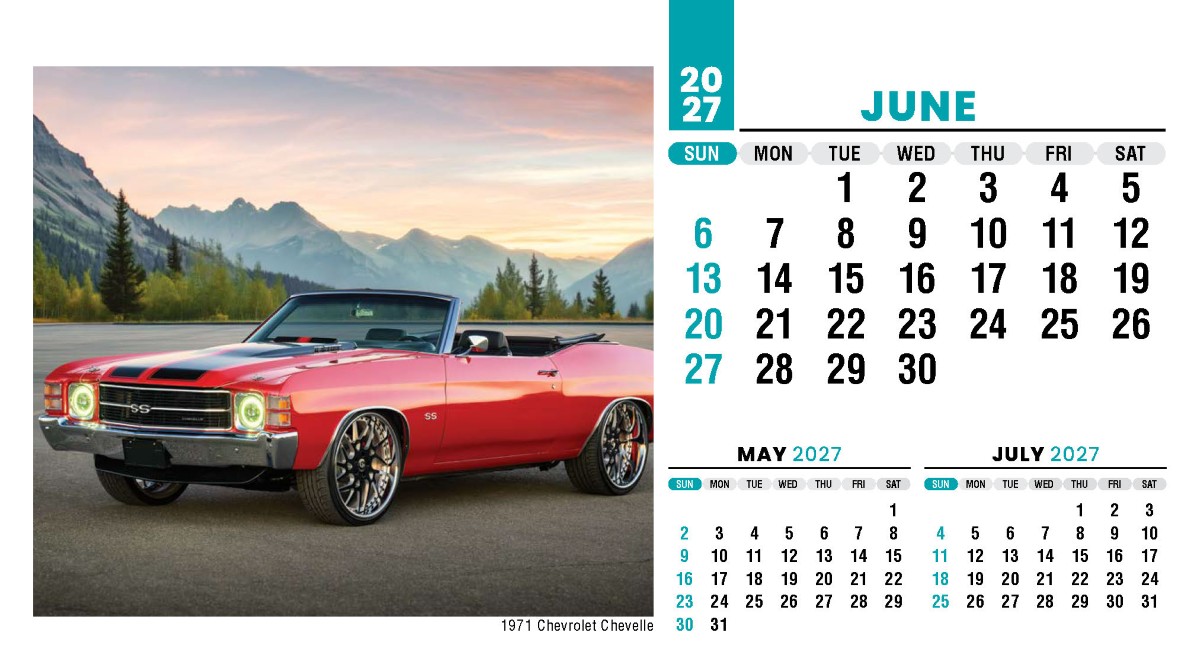 Galleria Classic Cars Promotional Desk Calendar- 2027