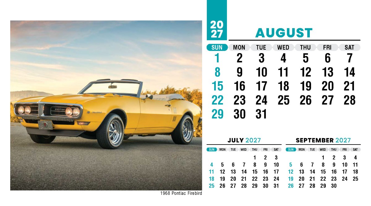 Galleria Classic Cars Promotional Desk Calendar- 2027