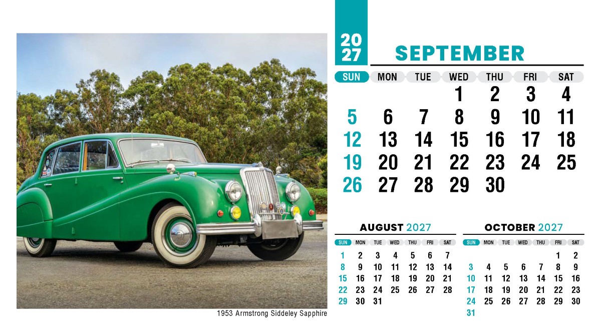 Galleria Classic Cars Promotional Desk Calendar- 2027