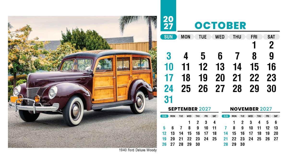 Galleria Classic Cars Promotional Desk Calendar- 2027