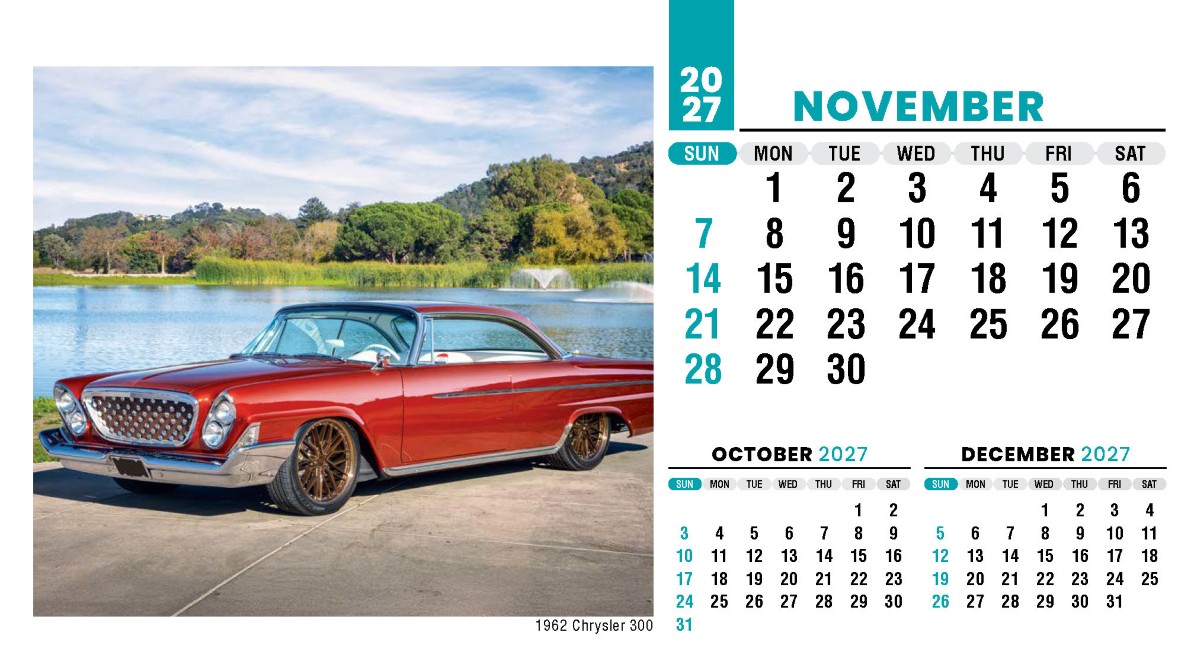 Galleria Classic Cars Promotional Desk Calendar- 2027