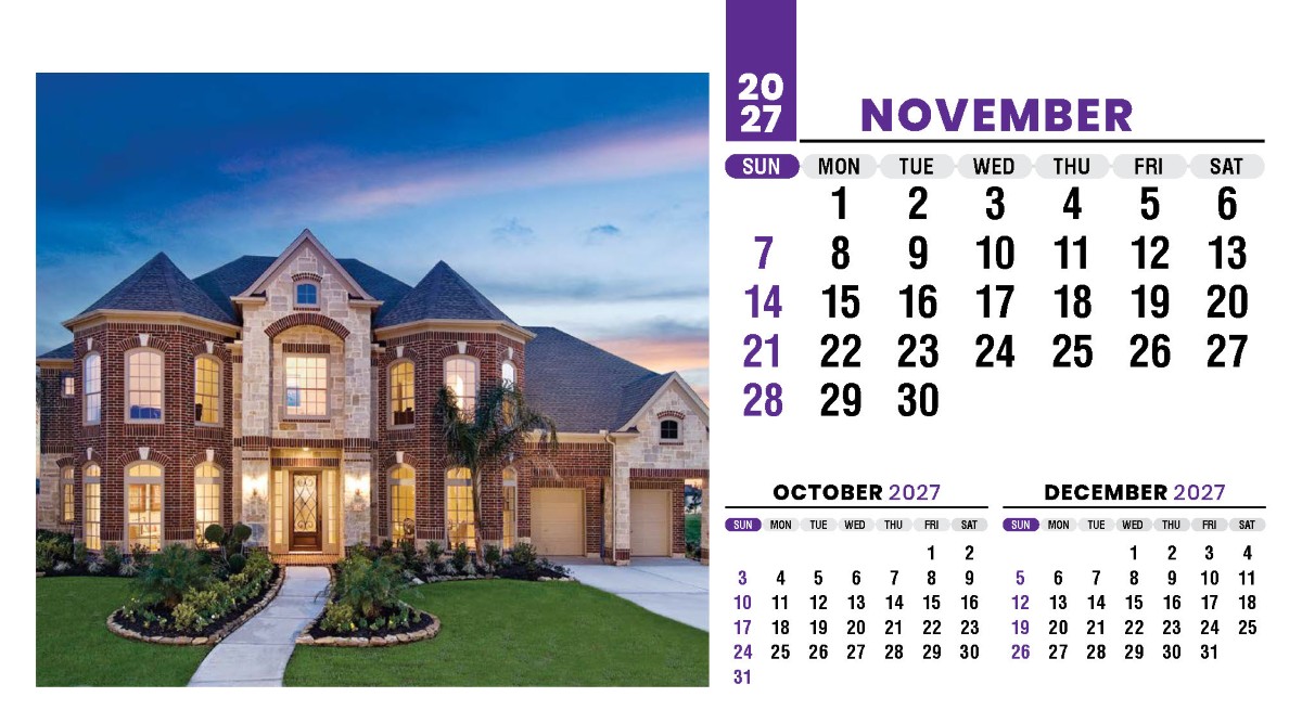 Galleria Homes Promotional Desk Calendar- 2027