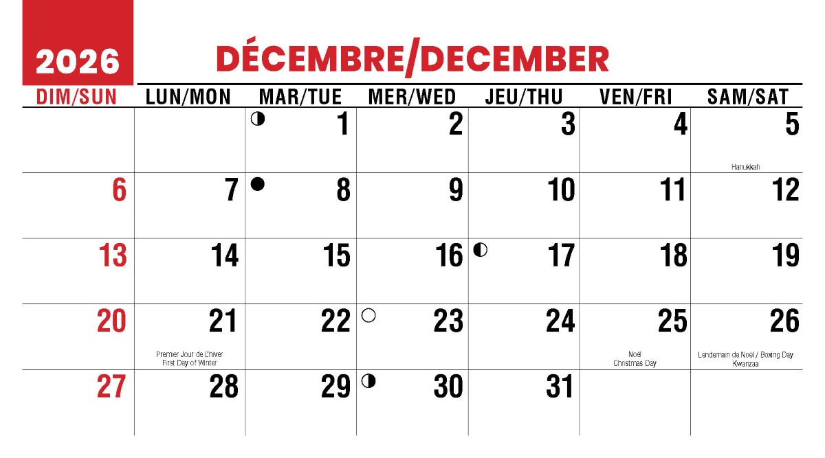 Galleria Canadian Scenes( ENG/Fr) Promotional Desk Calendar- 2027