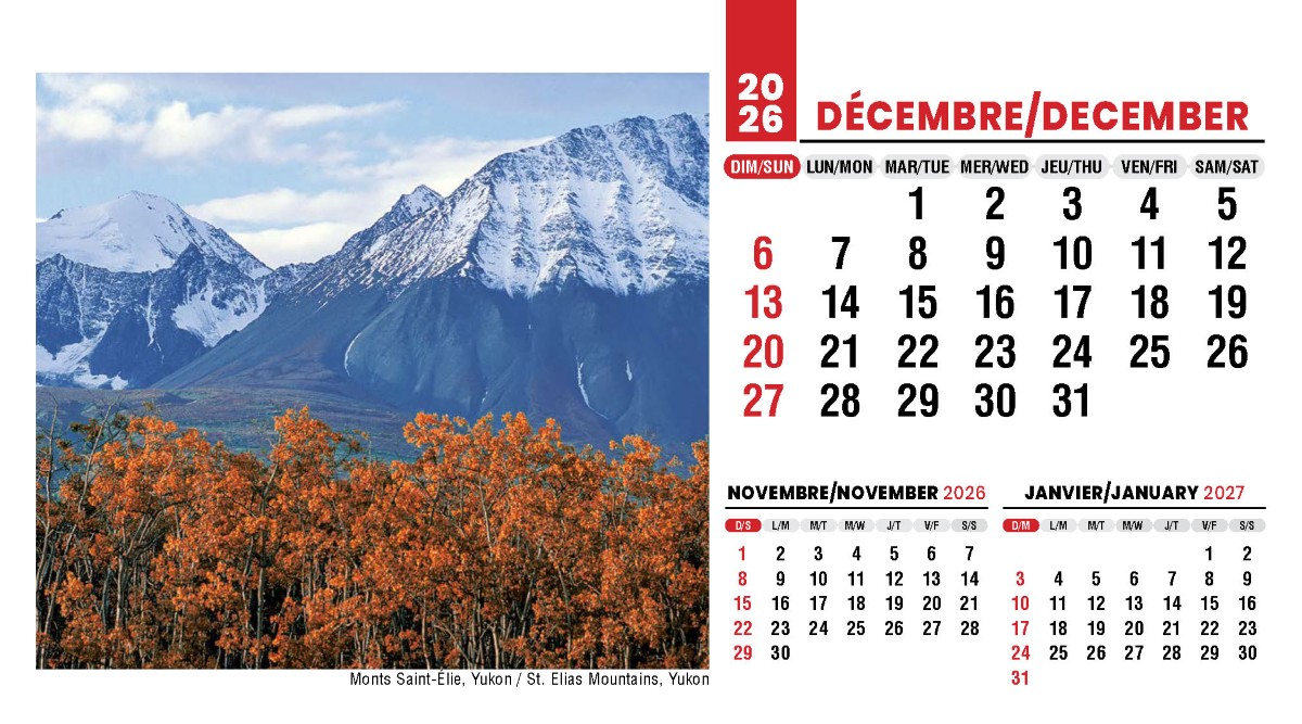 Galleria Canadian Scenes( ENG/Fr) Promotional Desk Calendar- 2027