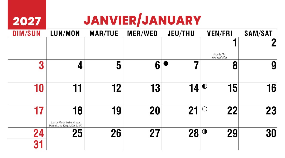 Galleria Canadian Scenes( ENG/Fr) Promotional Desk Calendar- 2027