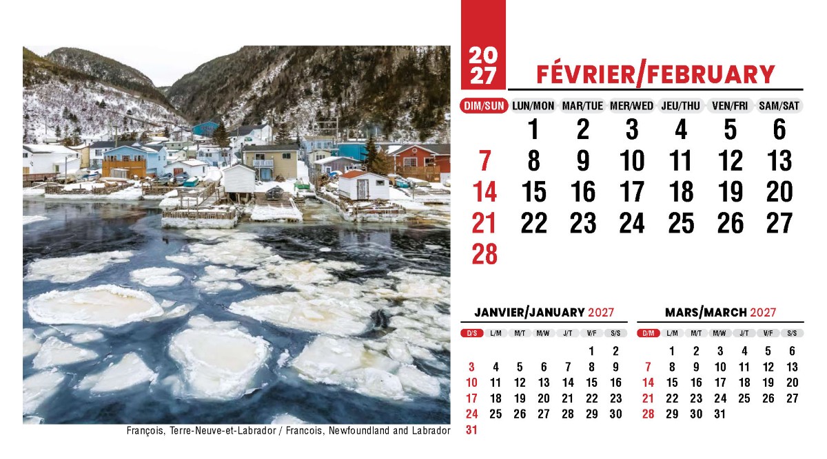 Galleria Canadian Scenes( ENG/Fr) Promotional Desk Calendar- 2027