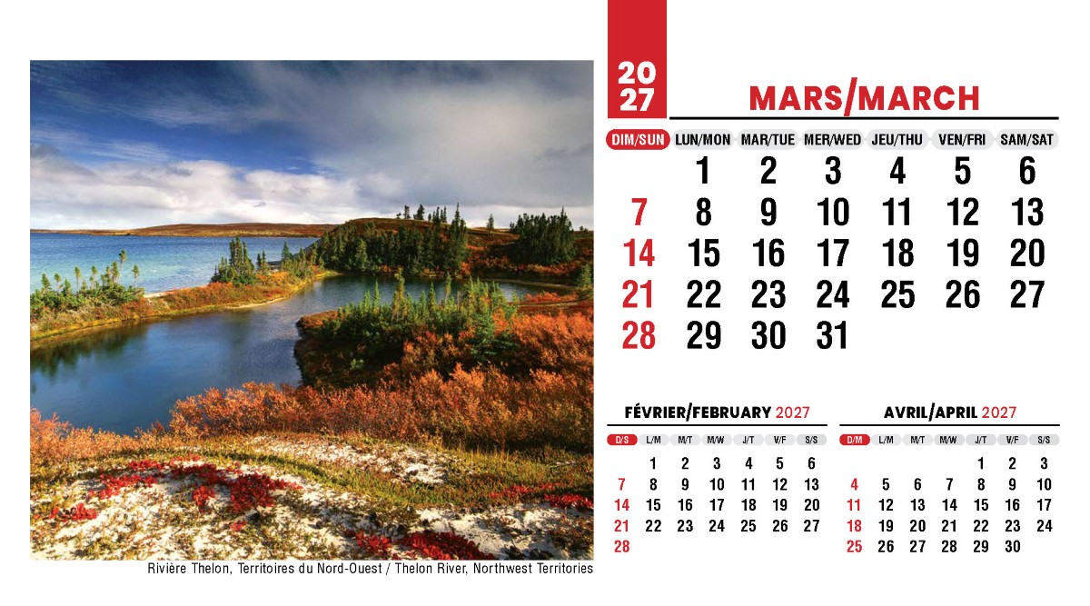 Galleria Canadian Scenes( ENG/Fr) Promotional Desk Calendar- 2027
