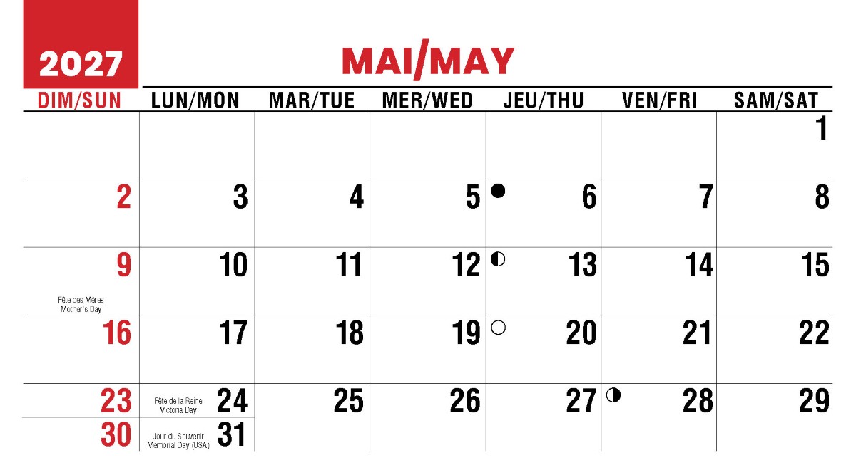 Galleria Canadian Scenes( ENG/Fr) Promotional Desk Calendar- 2027
