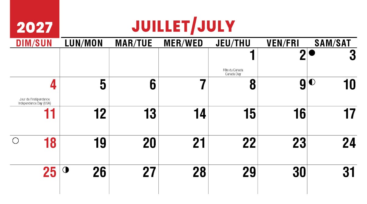 Galleria Canadian Scenes( ENG/Fr) Promotional Desk Calendar- 2027