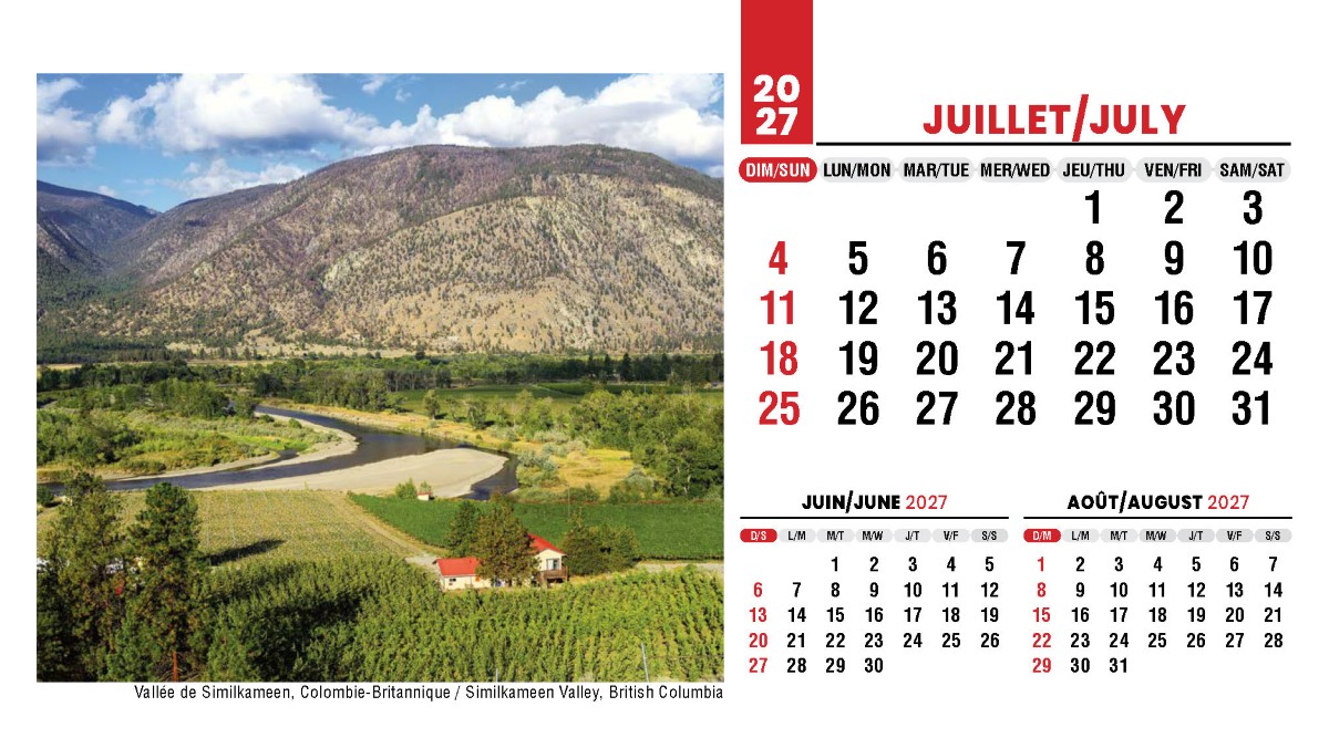 Galleria Canadian Scenes( ENG/Fr) Promotional Desk Calendar- 2027