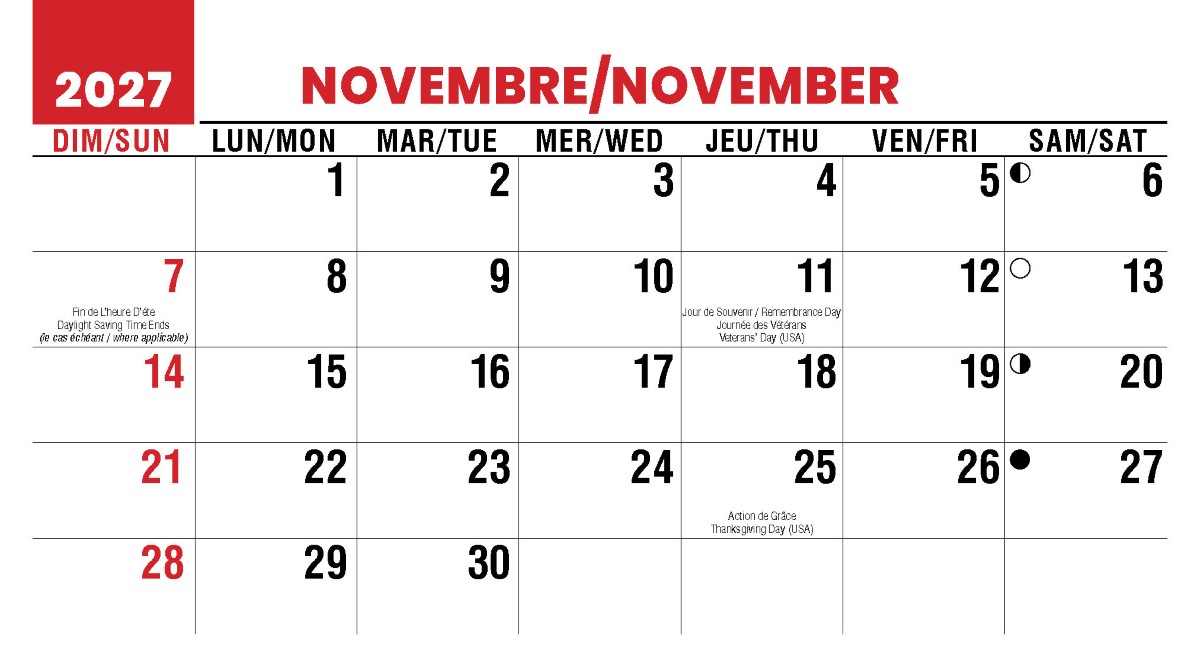 Galleria Canadian Scenes( ENG/Fr) Promotional Desk Calendar- 2027