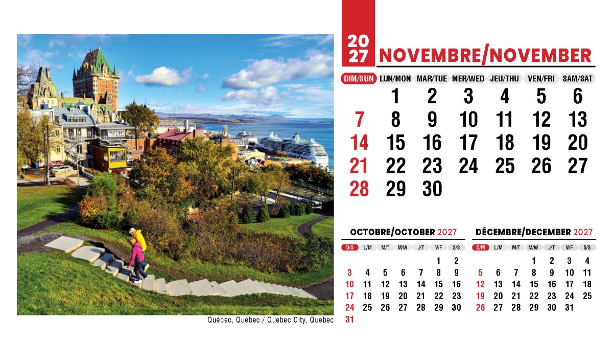 Galleria Canadian Scenes( ENG/Fr) Promotional Desk Calendar- 2027