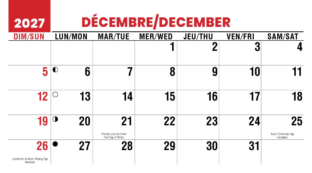Galleria Canadian Scenes( ENG/Fr) Promotional Desk Calendar- 2027