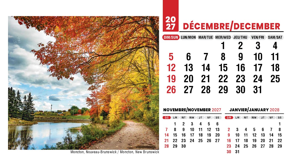 Galleria Canadian Scenes( ENG/Fr) Promotional Desk Calendar- 2027