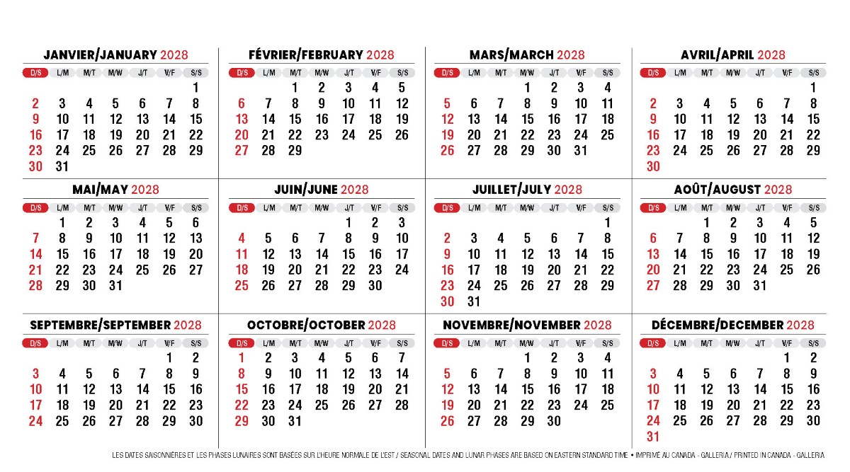 Galleria Canadian Scenes( ENG/Fr) Promotional Desk Calendar- 2027