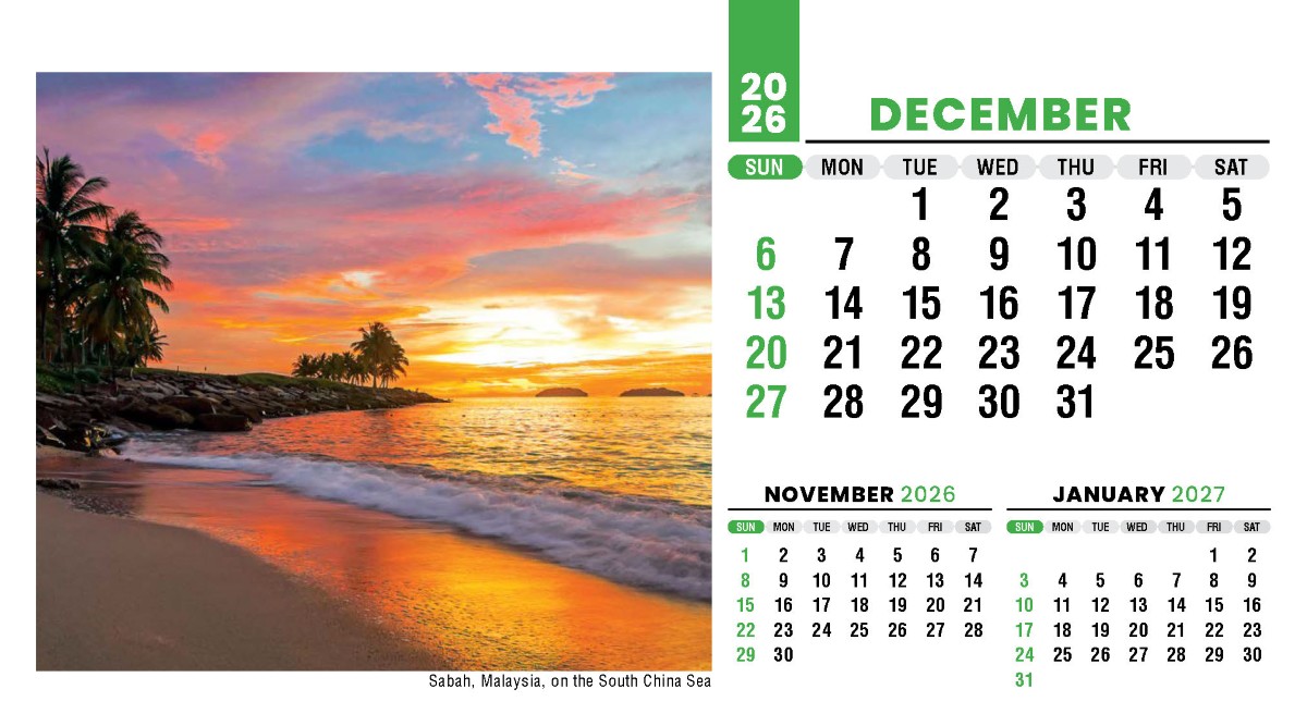 Galleria Sun, Sand & Surf Promotional Desk Calendar- 2027