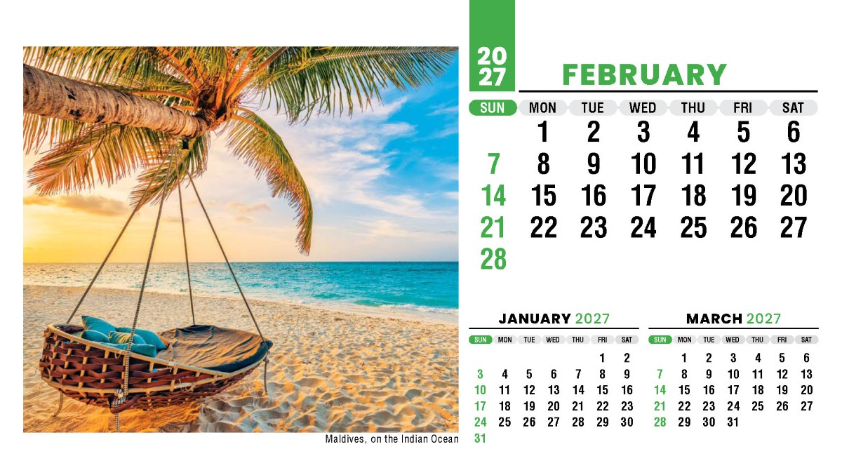 Galleria Sun, Sand & Surf Promotional Desk Calendar- 2027