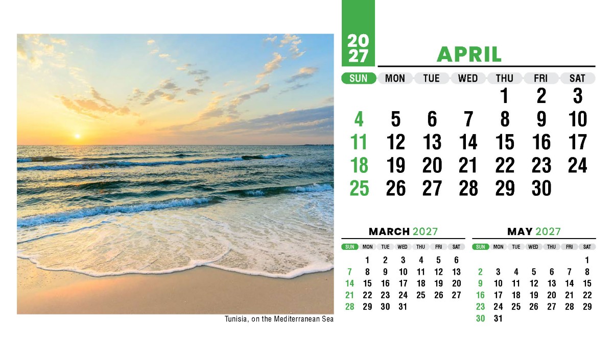 Galleria Sun, Sand & Surf Promotional Desk Calendar- 2027