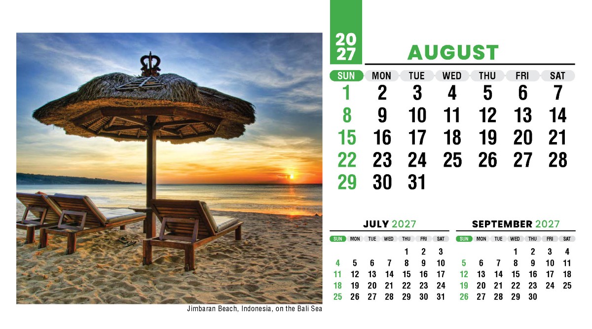 Galleria Sun, Sand & Surf Promotional Desk Calendar- 2027